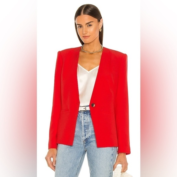 L’AGENCE / NWT Eletta Racing Red collarless One Button Blazer medium M - Picture 1 of 12